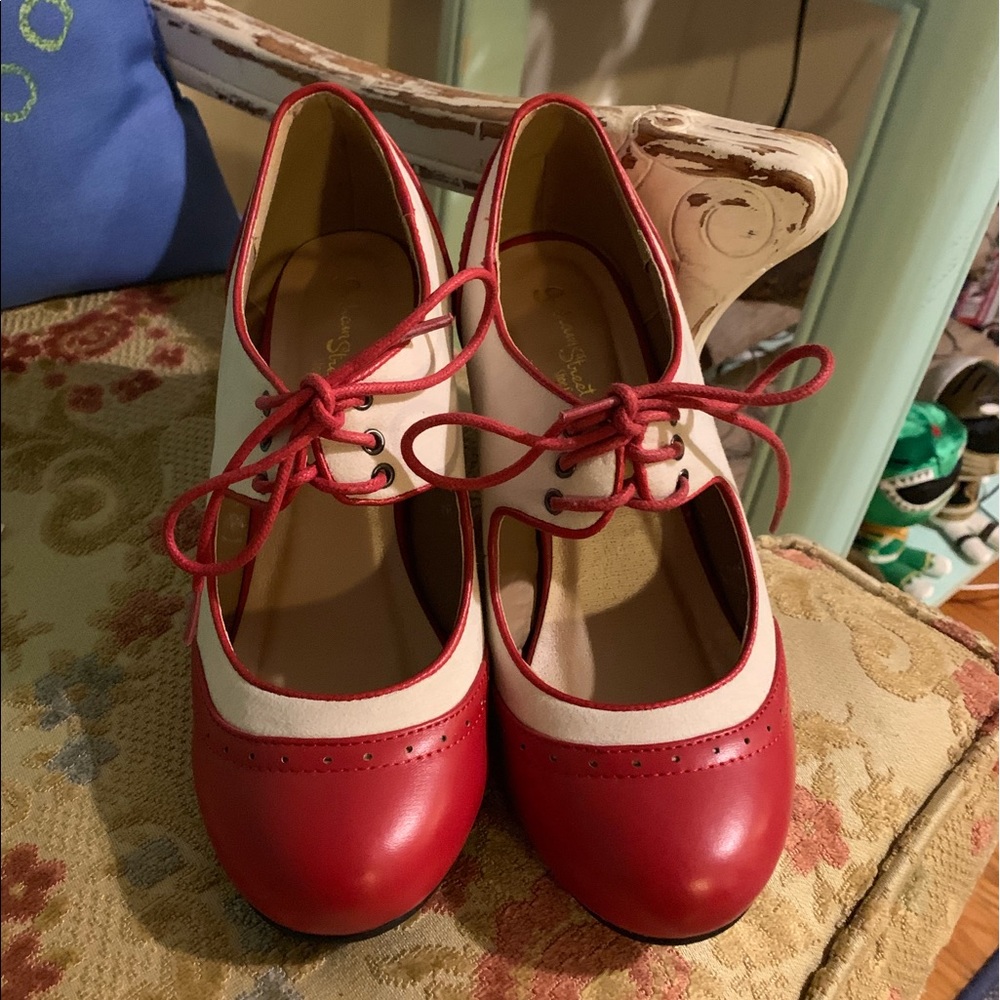 Graham Street ModCloth red and white heels